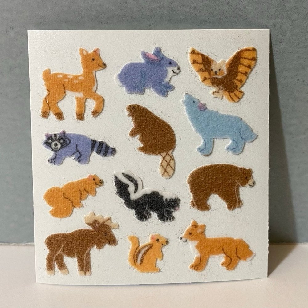 Vintage Sandylion Stickers Fuzzy Woodland Animals